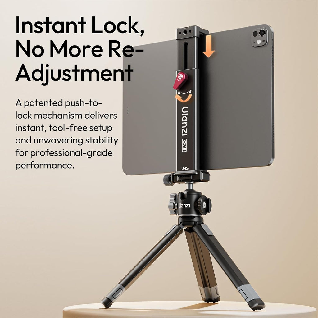 ULANZI CA15 Aluminum iPad Tablet Tripod Mount Attachment,13.5-22 cm