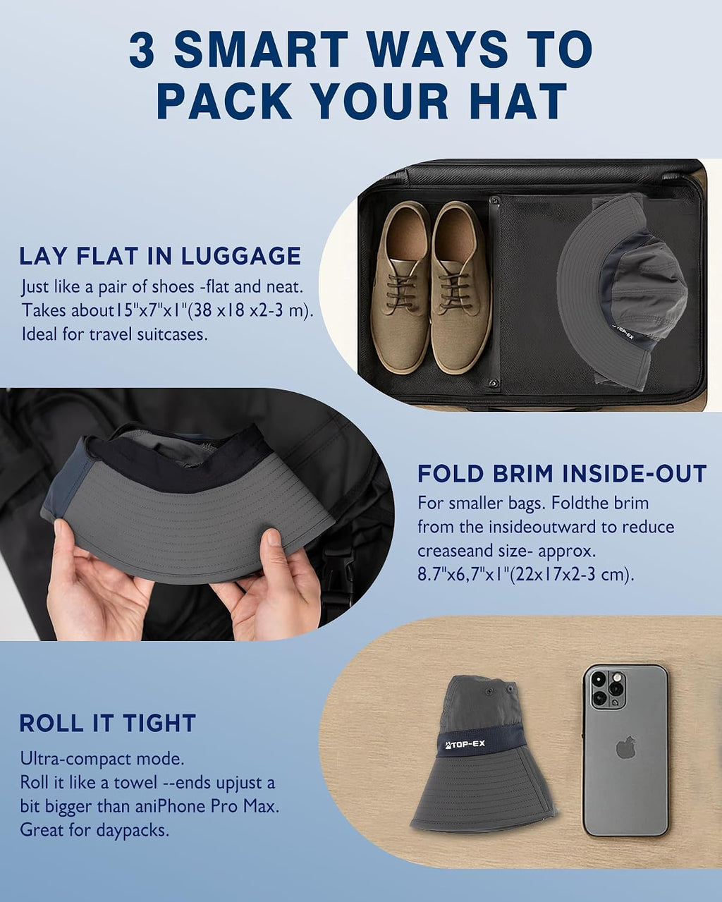 TOP-EX UPF 50+ Cooling Wide Brim Sun Hat for Men with Neck Flap, Packable