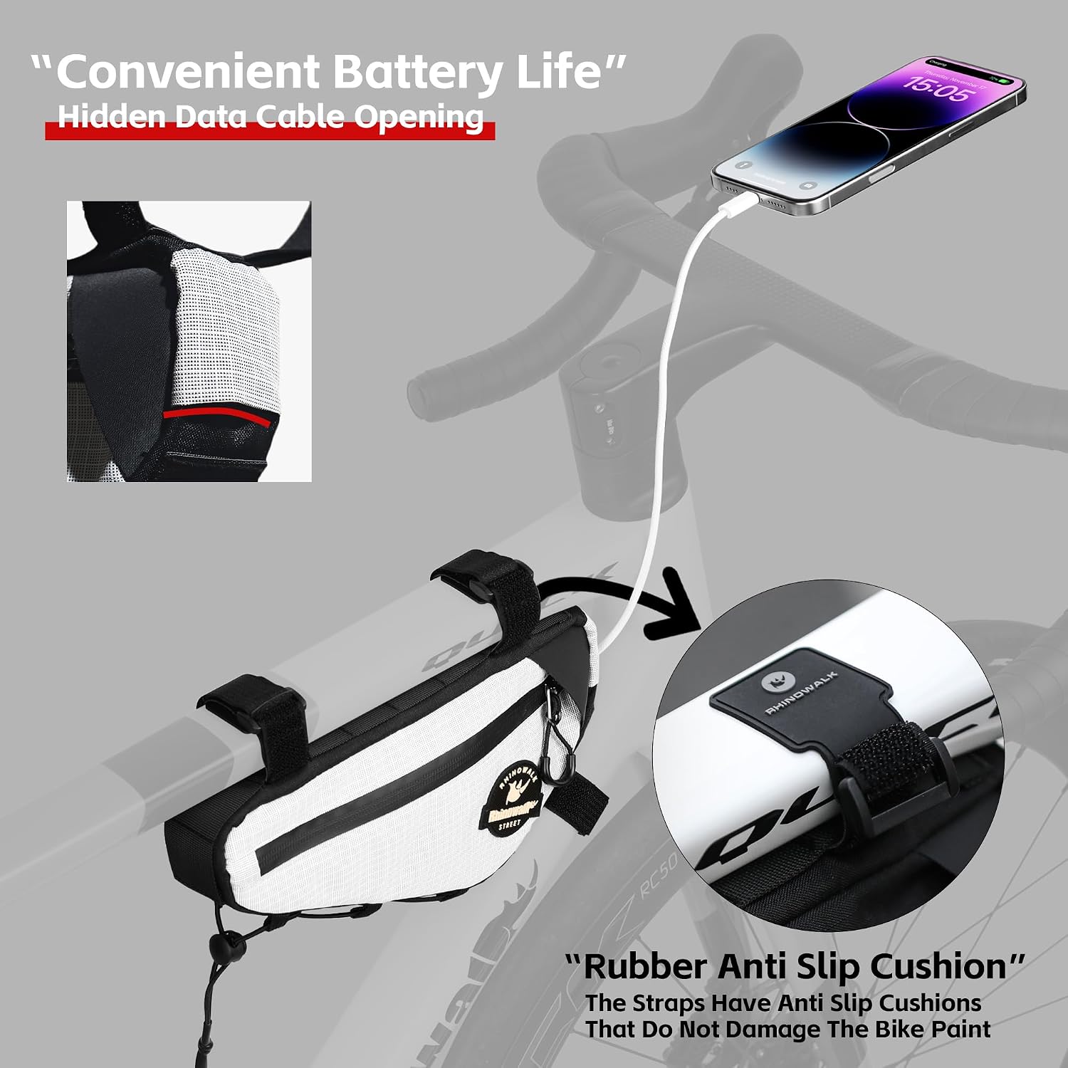 Rhinowalk Bicycle Triangle Bag Cosmopolis Series Lightweight Urban Bike Frame Bag Pack Under Top Tube Pouch Cycling Accessories