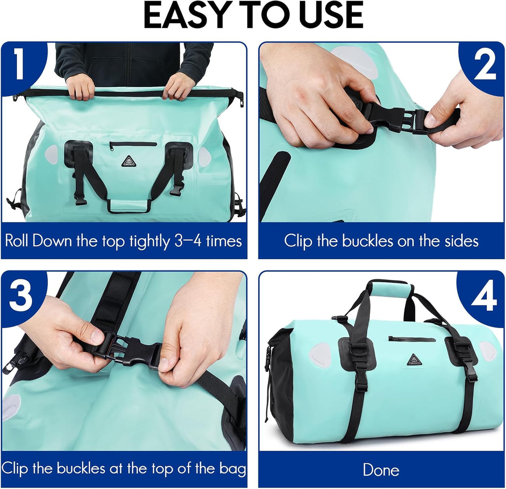 Haimont Waterproof Duffel Bag Roll-top Dry Duffel Bag with Quick-fixed Straps for Motorcycling, Rafting, Boating, SUP, Kayaking, Travel, 50L/70L