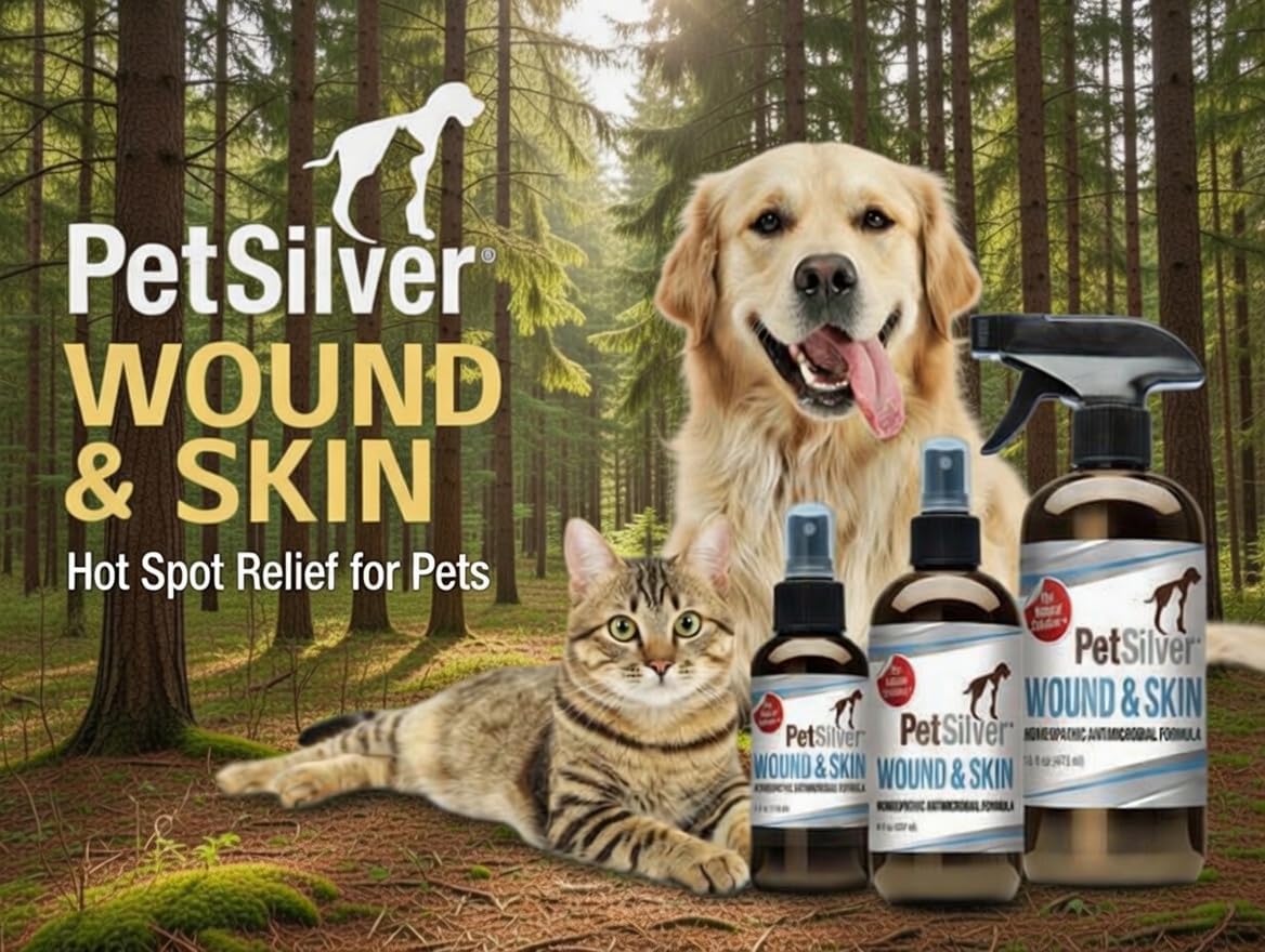 PetSilver Wound Spray, Silver Dog Wound Spray, Hot Spot, USA Made, 16 oz