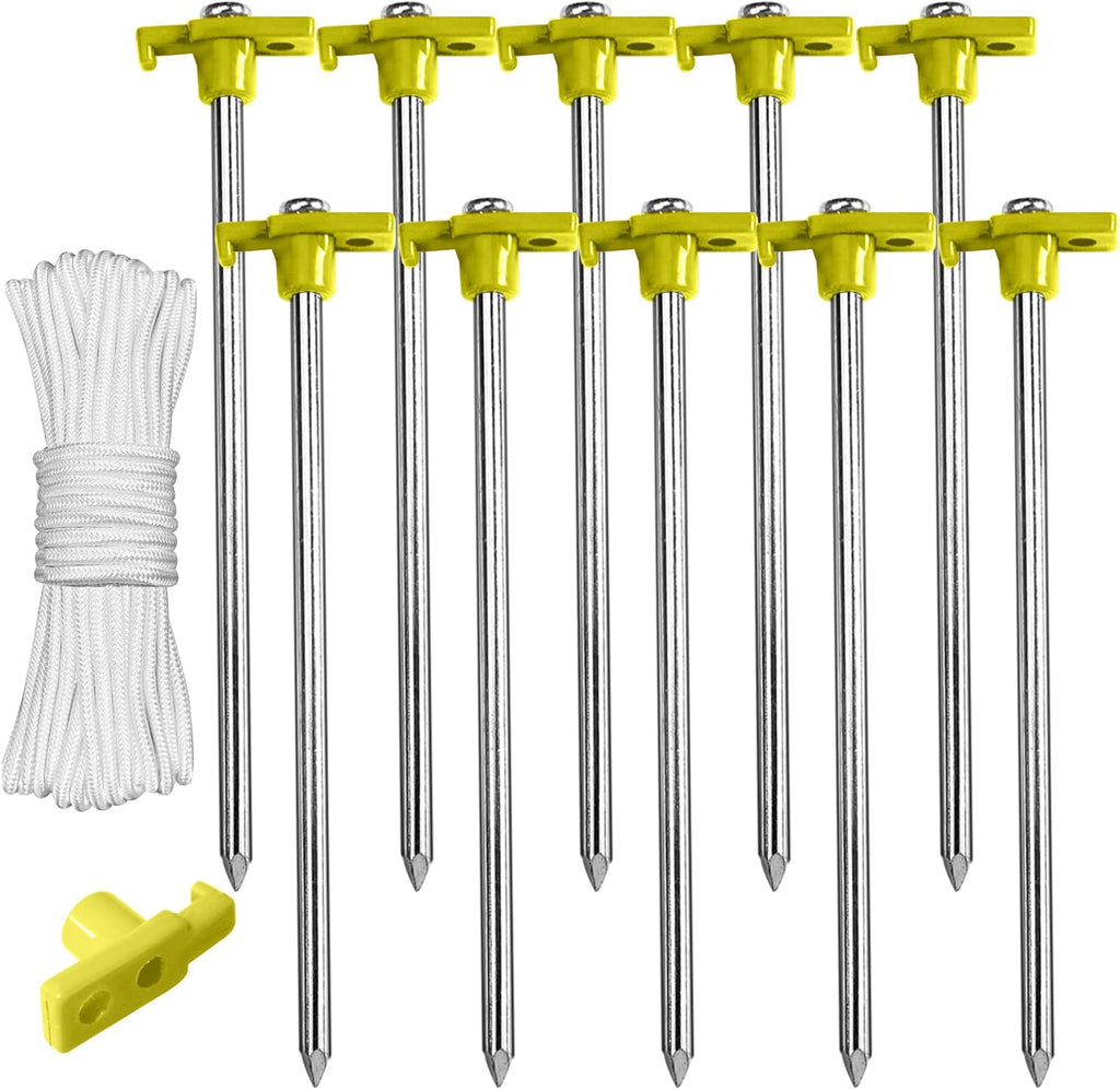 ABCCANOPY Tent Stakes 8" Camping Tent Stakes, 10pc-Pack (Blue) (Pack of 2)