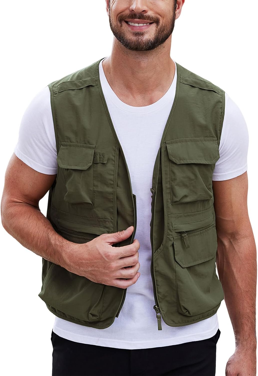 Gihuo Mens Fishing vest for Safari Utility Cargo with Pockets