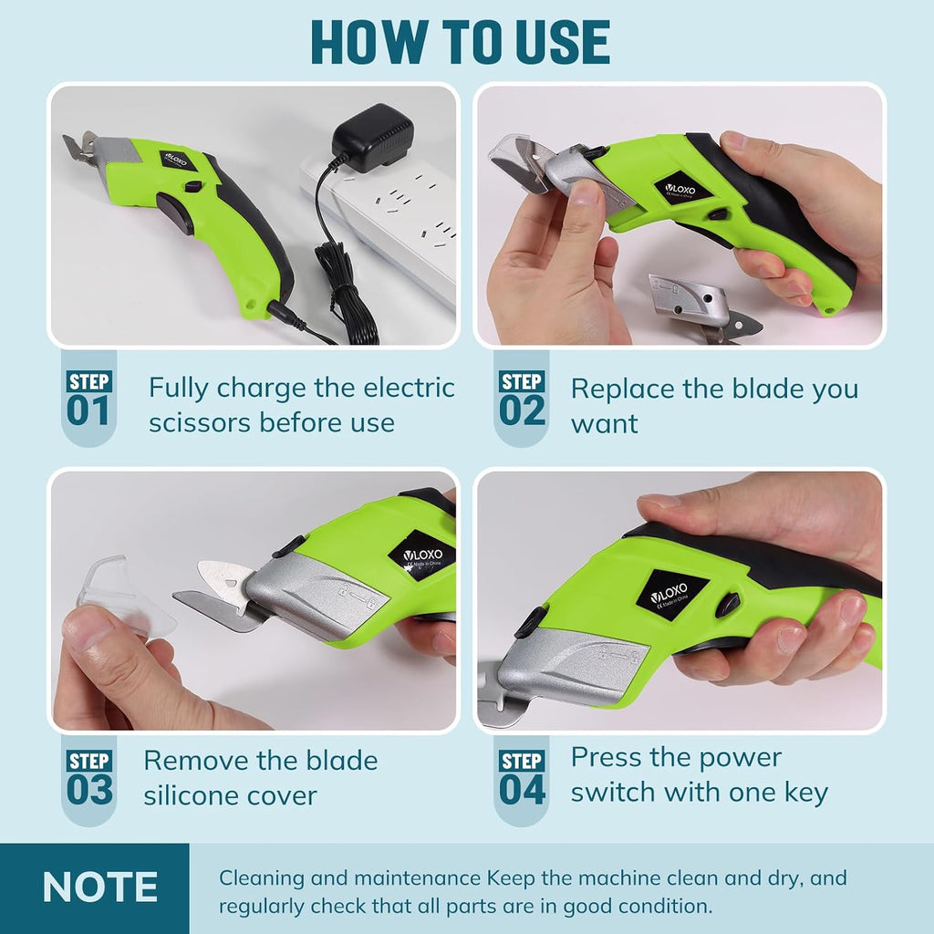 VLOXO Cordless Electric Scissors Electric Box Cutter for Cardboard