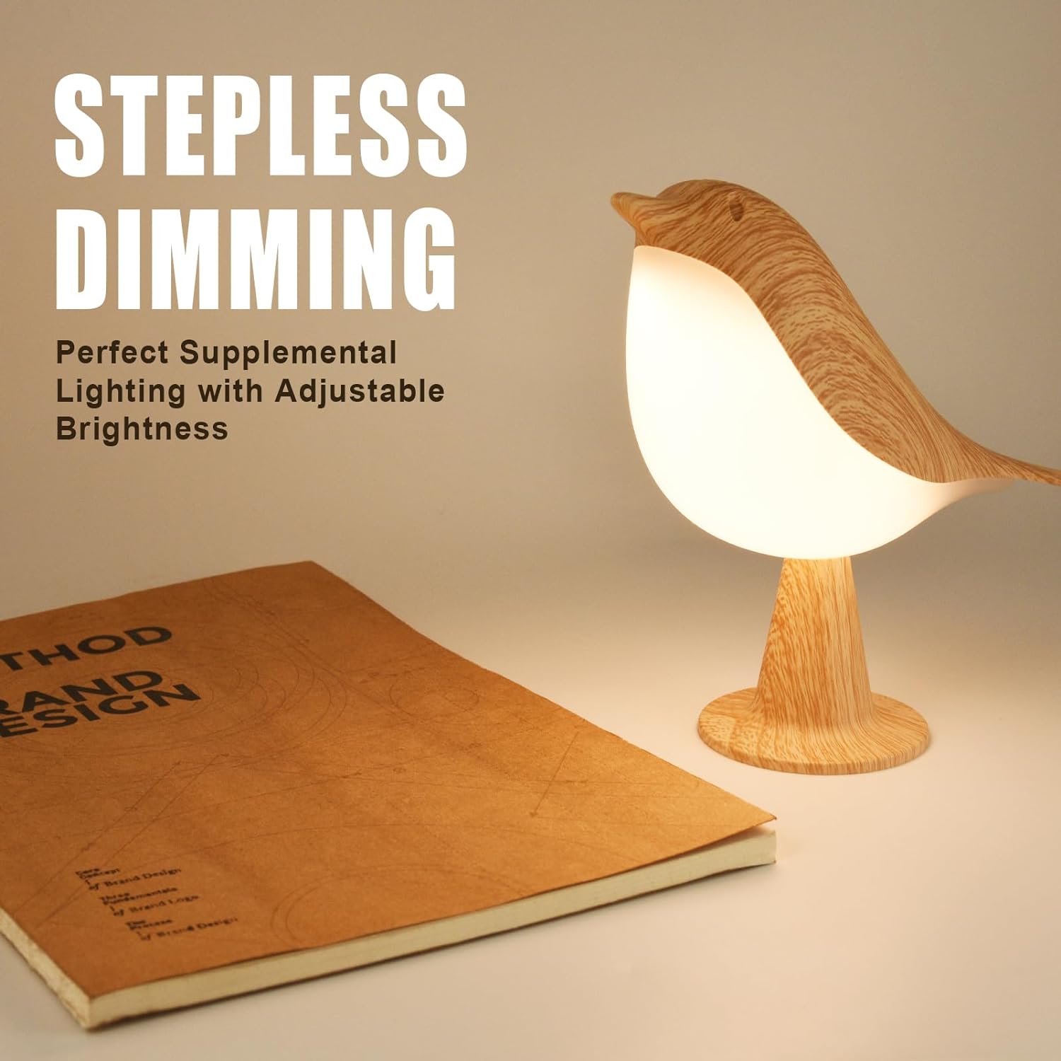 Deogos Small Desk Lamp, Cute Bird Light Cordless Lamp with 3 Color Temperature and Touch Sensor,Kids Night Light with Rechargeable Battery for Bedroom Nightstand Bedside Table Room Decor