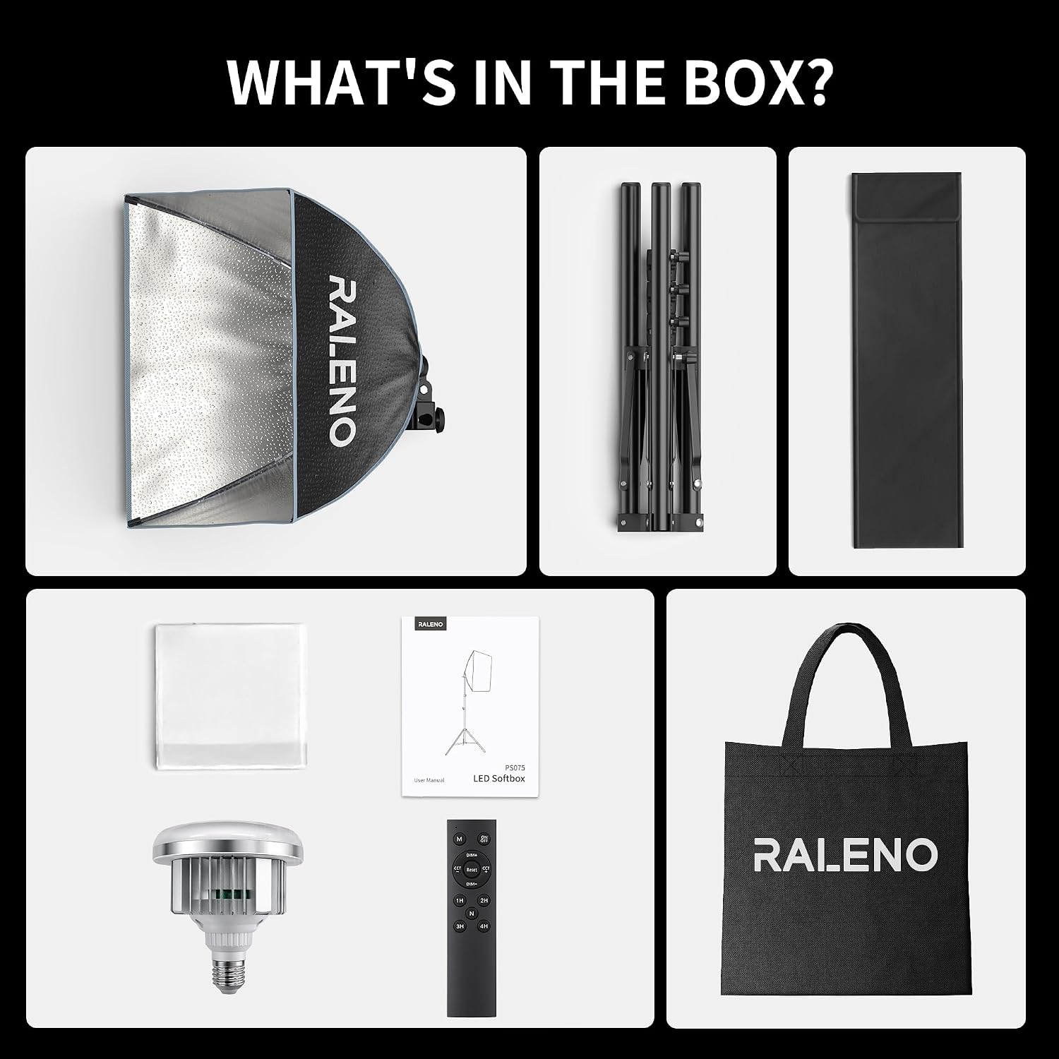RALENO Softbox Photography Lighting Kit, 16"x16" LED Studio Soft Box Light