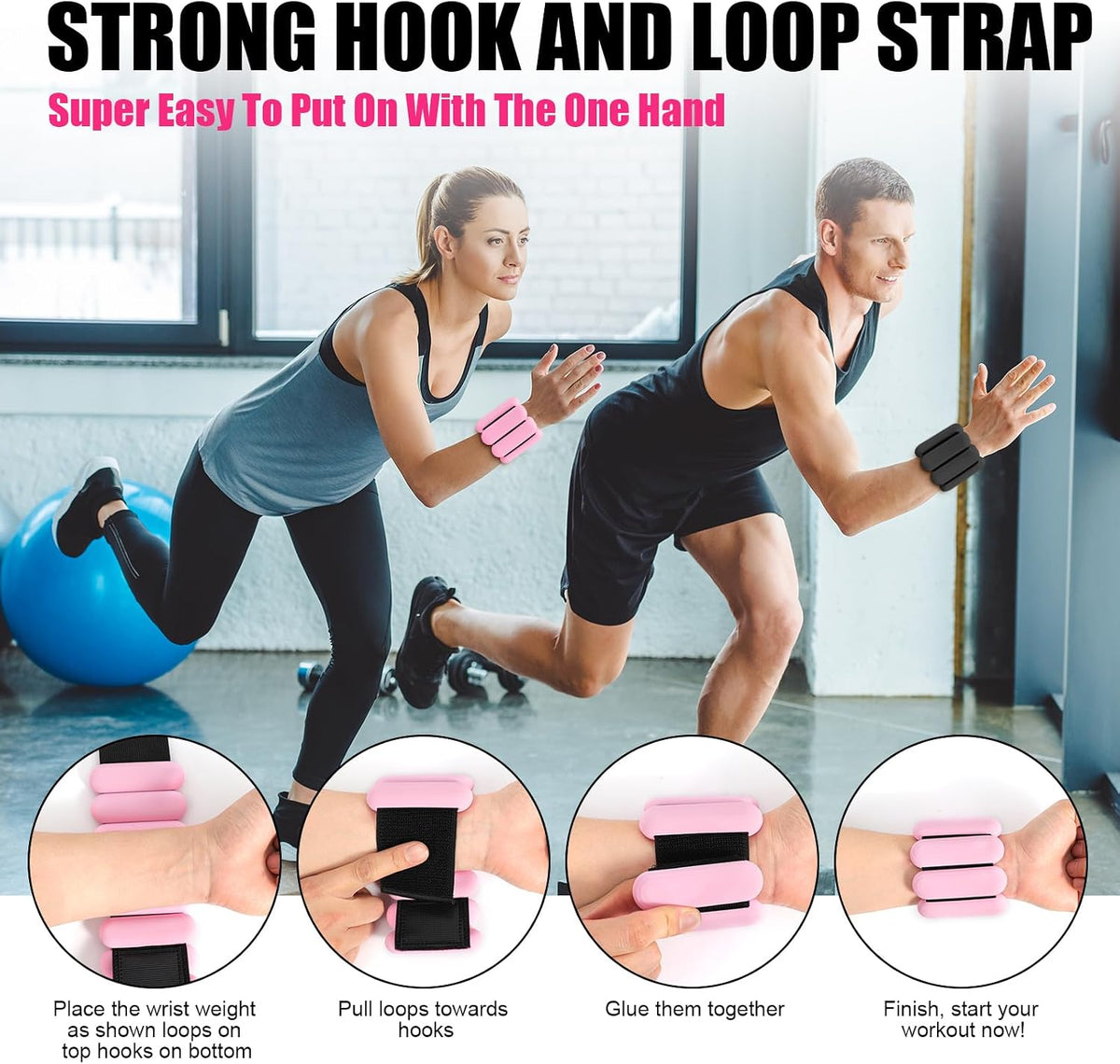 Wrist & Ankle Weights for Women, Wearable Strong Arm & Leg Weights Set of 2(1Lbs Each), Adjustable Ankle Weights for Walking, Yoga, Dance, Barre,Gym,Exercise,Pilates,Walking Running