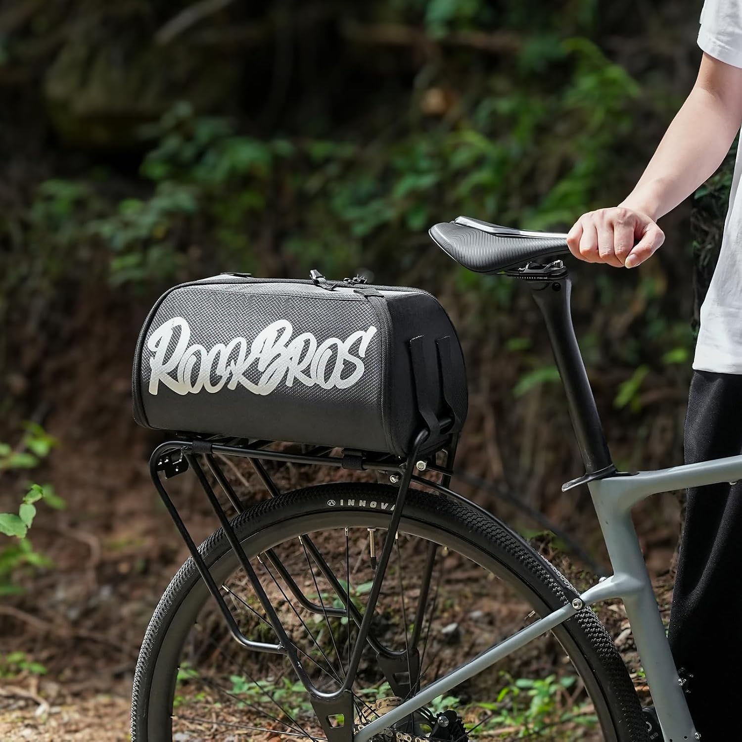 ROCKBROS One-Piece Folding Bike Rear Rack Bag 12L/15L with Strap