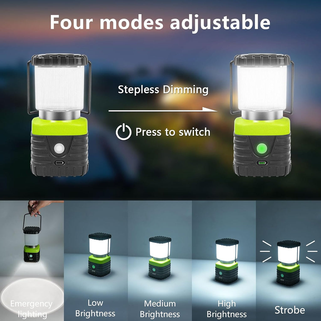 Jarxin 3PCS White LED Camping Lantern Rechargeable for Power Outages(Black)