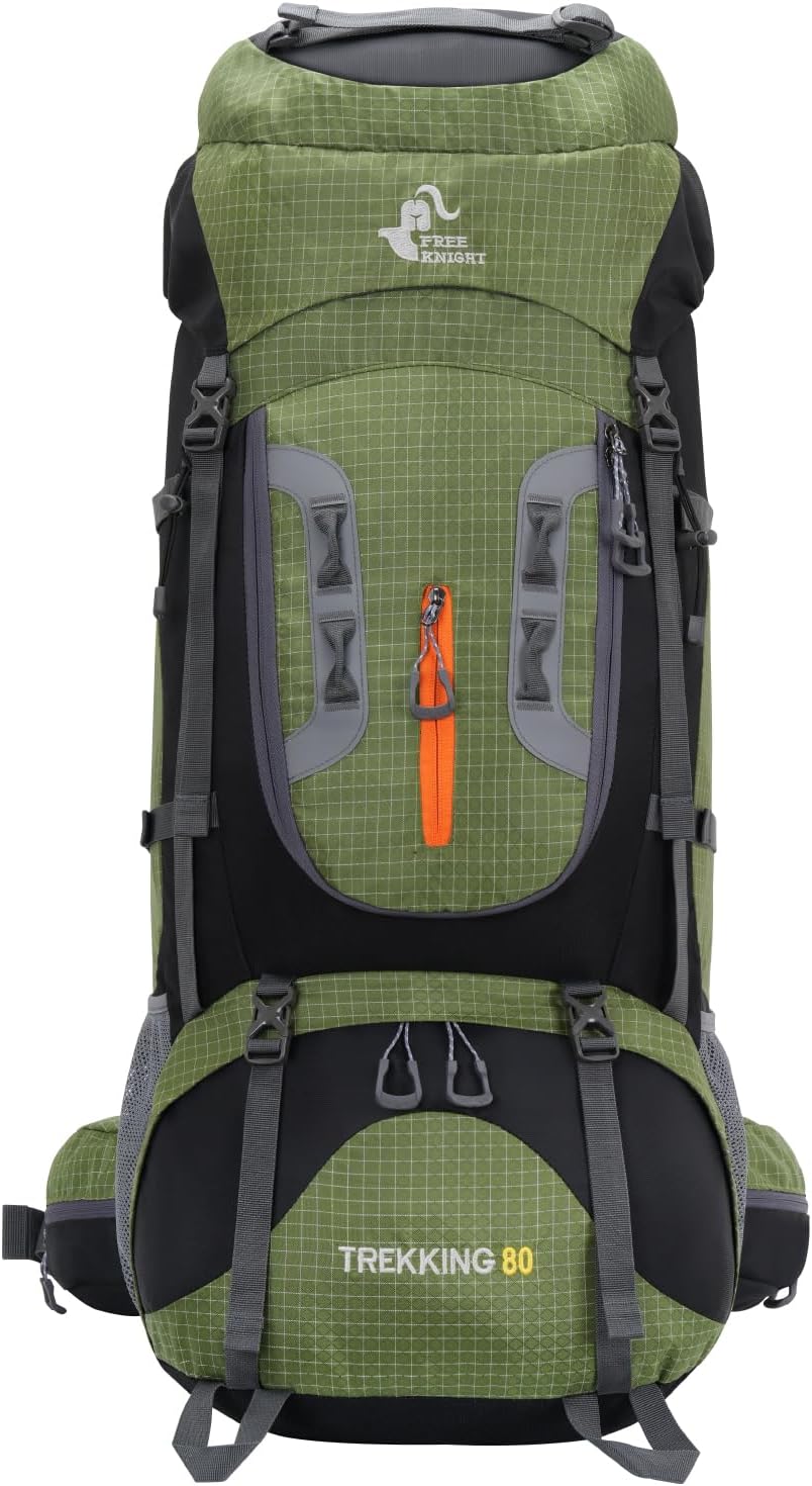 Bseash 80L Waterproof Hiking Camping Backpack with Rain Cover, Lightweight Outdoor Sport Travel Daypack for Climbing Touring