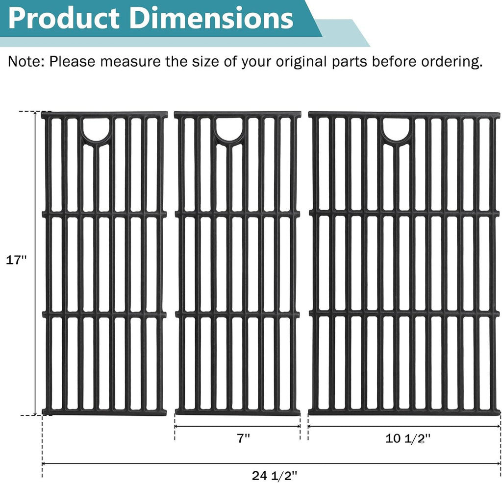 Criditpid Grill Grates for Charbroil Performance 4 Burner 463365021 463351021 463350722 463354021 463366022 463365522 463352521, 17" Cooking Grates for Charbroil Grill Parts G426-0005-W1 G426-0004-W1