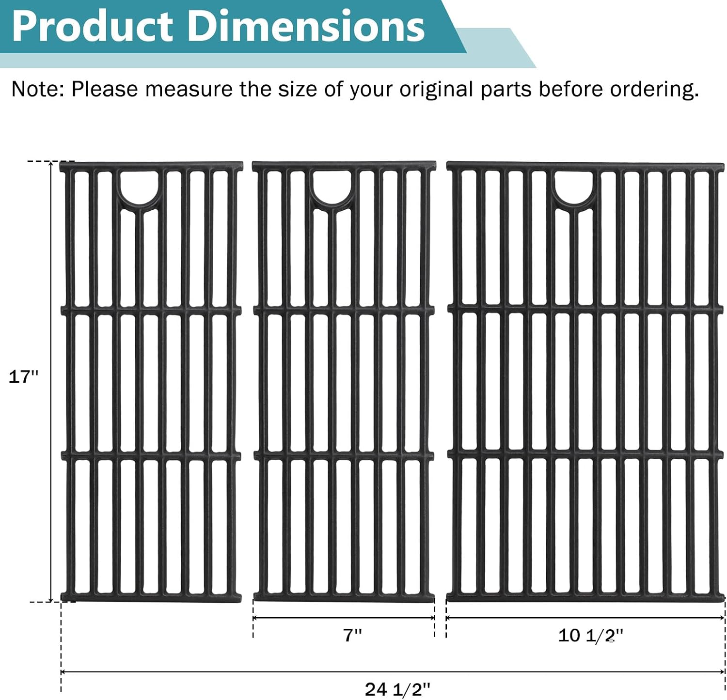 Criditpid Grill Grates for Charbroil Performance 4 Burner 463365021 463351021 463350722 463354021 463366022 463365522 463352521, 17" Cooking Grates for Charbroil Grill Parts G426-0005-W1 G426-0004-W1