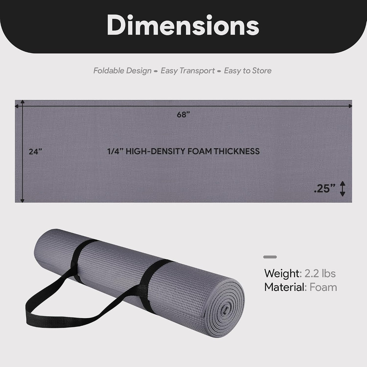 Fitvids All Purpose 1/4-Inch High Density Anti-Tear Exercise Yoga Mat with Carrying Strap with Optional Yoga Blocks, Multiple Colors