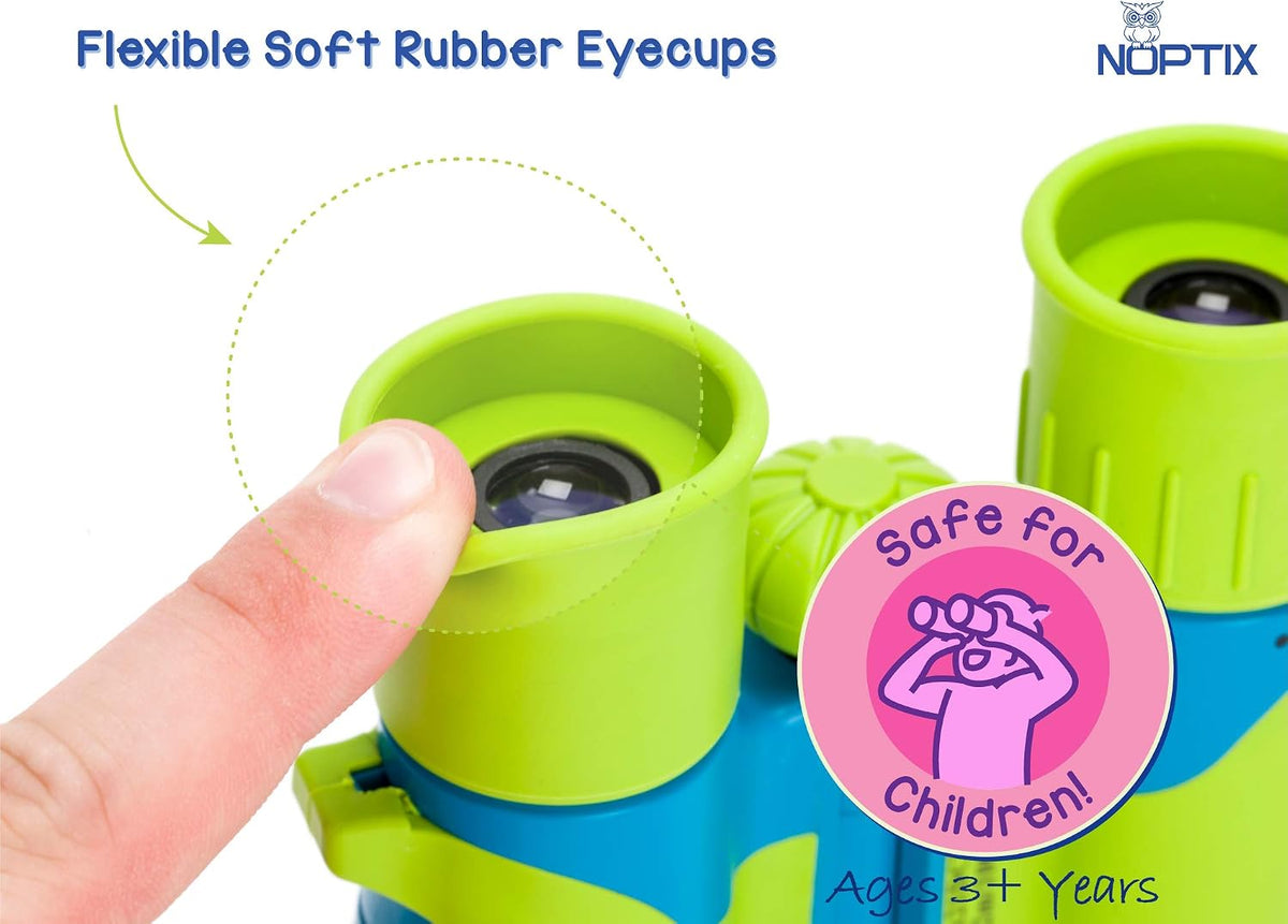 Binoculars for Kids - Vibrant Green Blue - Real Kids Binoculars Ages 4-8