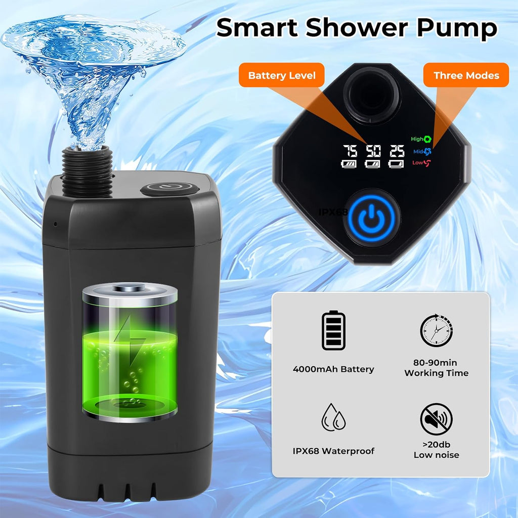 Portable Camping Shower Kit Upgraded Pop Up Privacy Tent with 1500W Heater