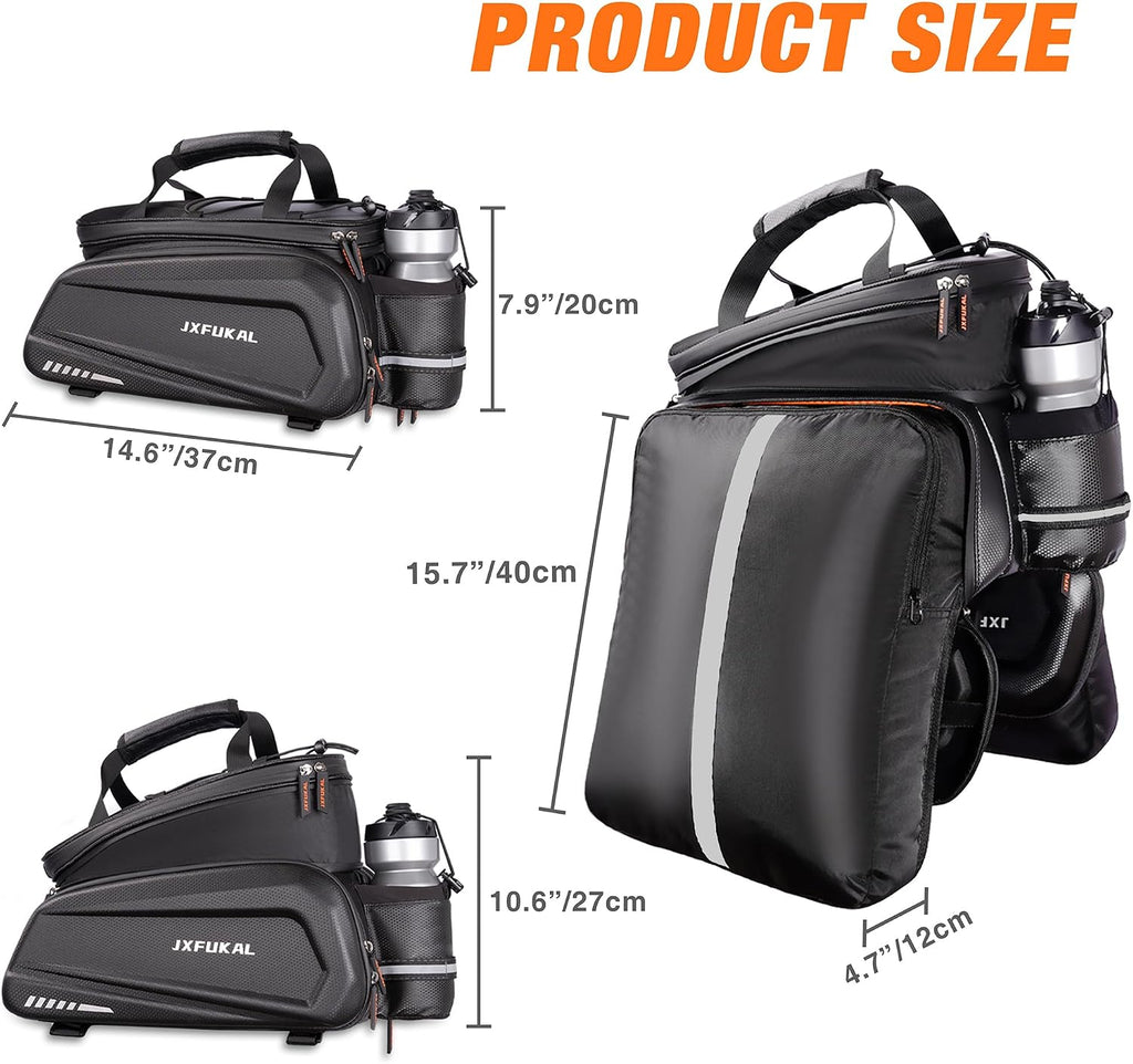JXFUKAL Bike Bags for Bicycle Rear Rack - 9.5L/17L/40L Hard Shell Ebike Bag