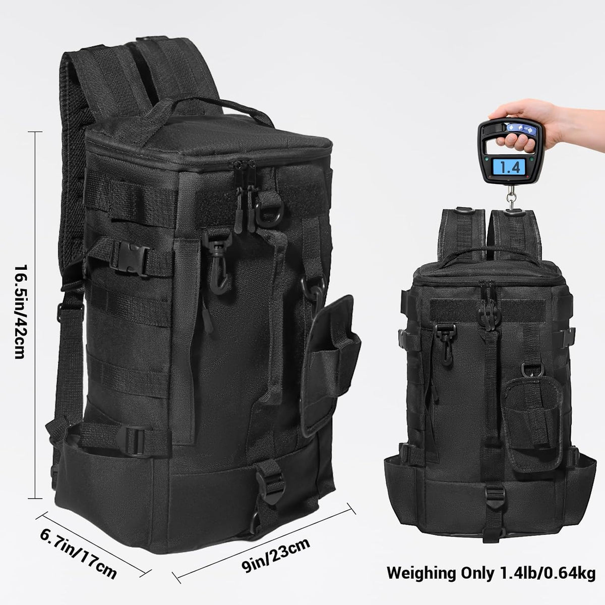 kokkoya Small Fishing Backpack with 2 Rod Holders, 16L Kayak Tackle Bag