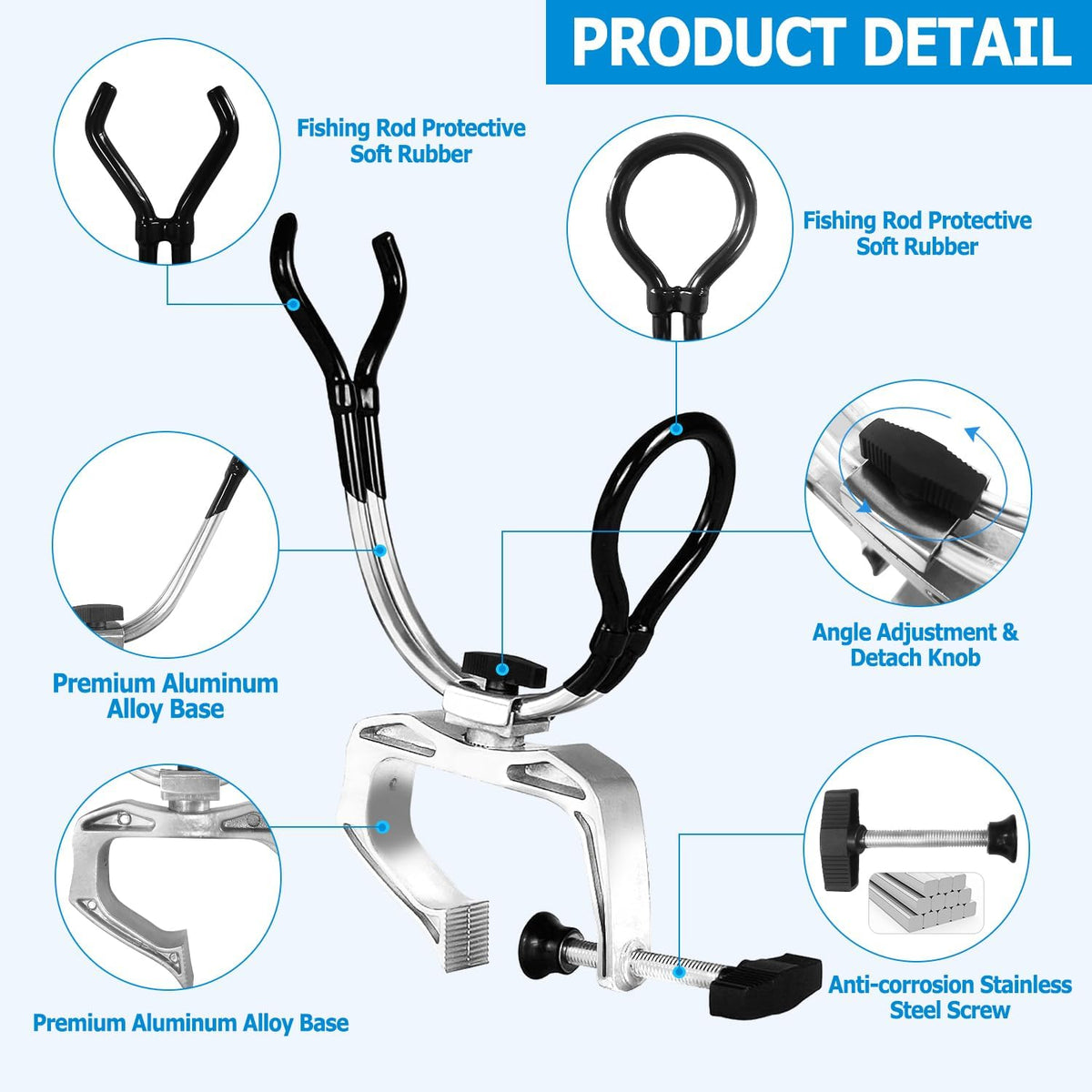 LBW Automatic Spring Fishing Rod Holder for Ground Bank Fishing Pole Holder Hook Setter Adjustable High Sensitivity Stainless Steel Spring Loaded Rod Holder for Fishing