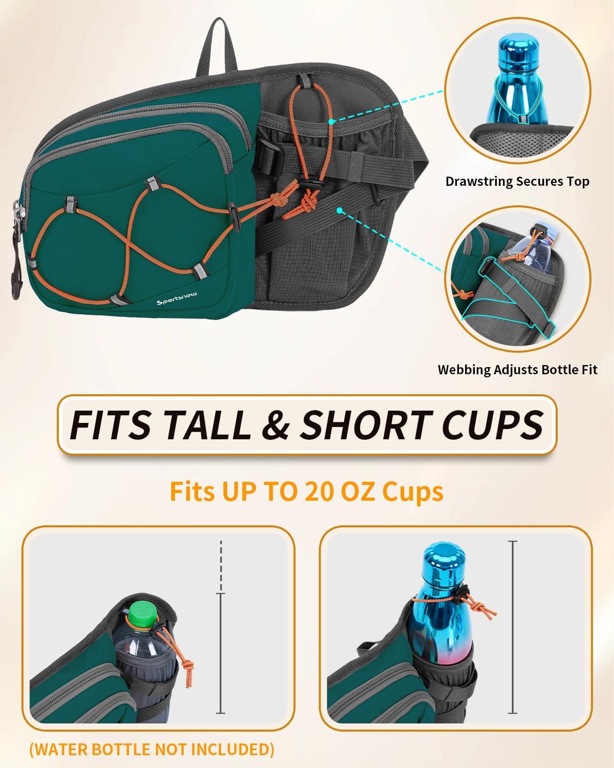 sportsnew Waist Pack with Water Bottle Holder, Fanny Pack for Men Women