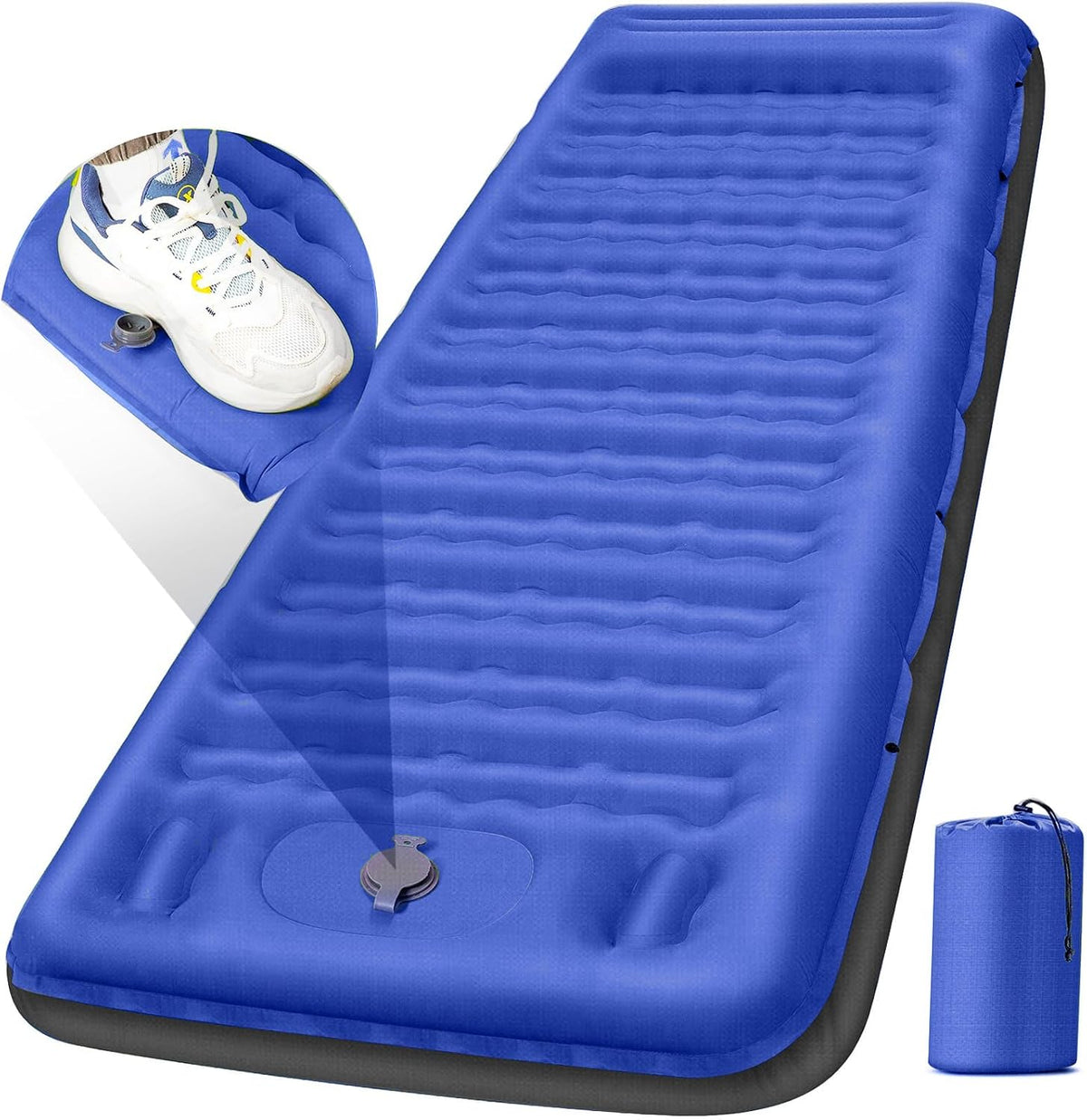 FNARMW Extra Thick Camping Sleeping Pad with Built-in Pillow & Foot Pump