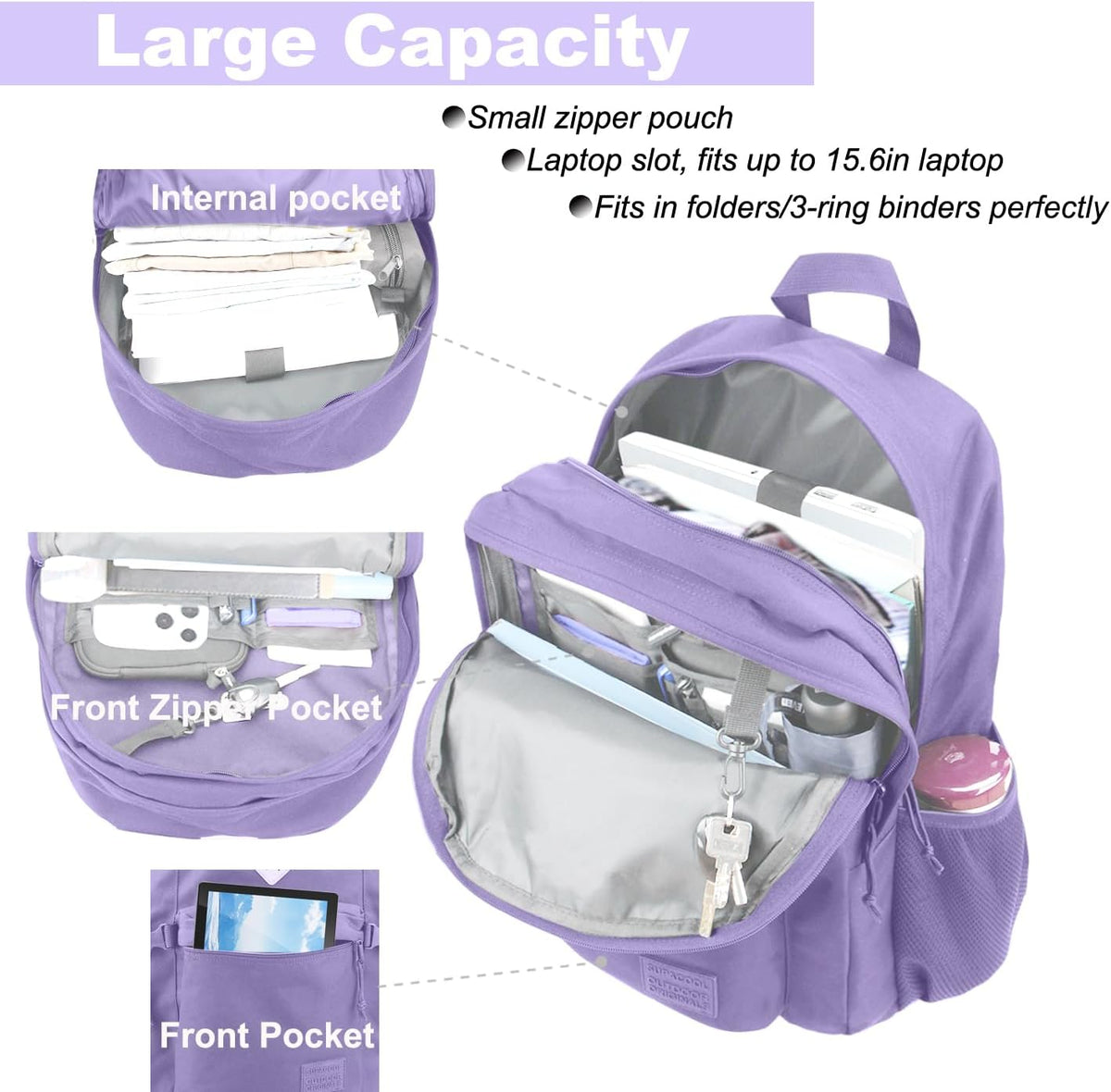 SUPACOOL Campus Backpack, Laptop Bag with 2 Compartments, Travel Backpack
