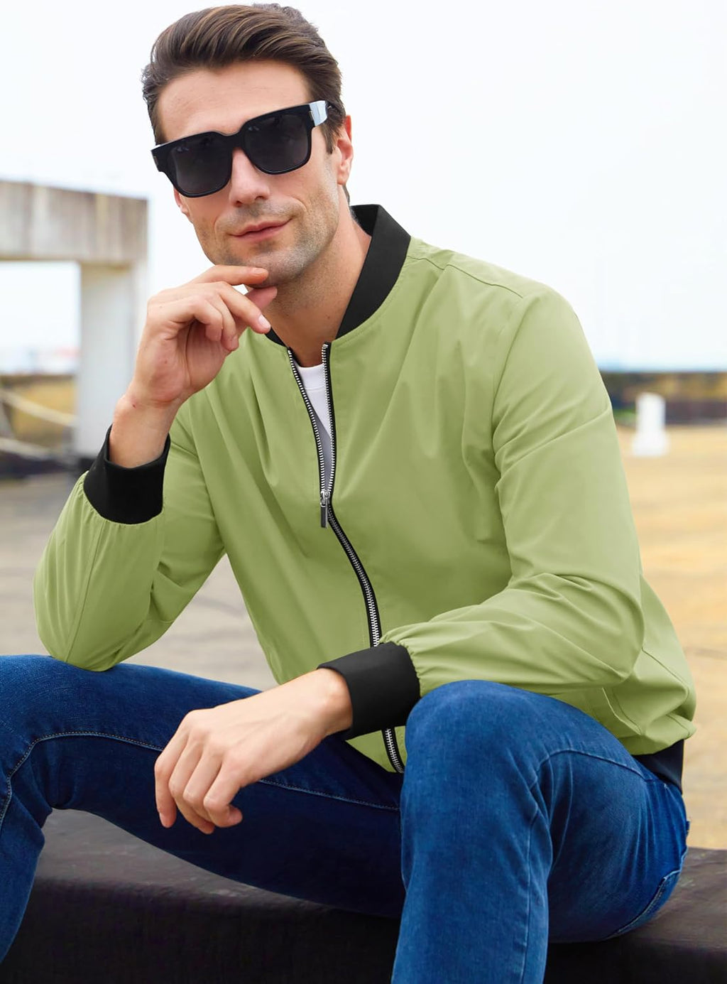 MAGCOMSEN Men's Bomber Jacket Lightweight Full Zip Windbreaker Jackets