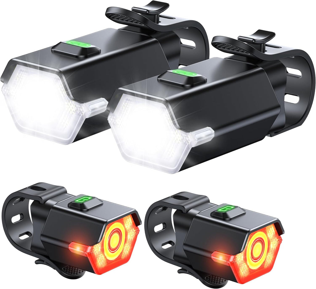 Zewdov High Lumen Super Bright Bike Lights for Night Riding, Adjustable Modes Bicycle Lights Front and Rear, Rechargeable & IP65 Waterproof Bike Headlight and Taillight Set for Cycling Electronics