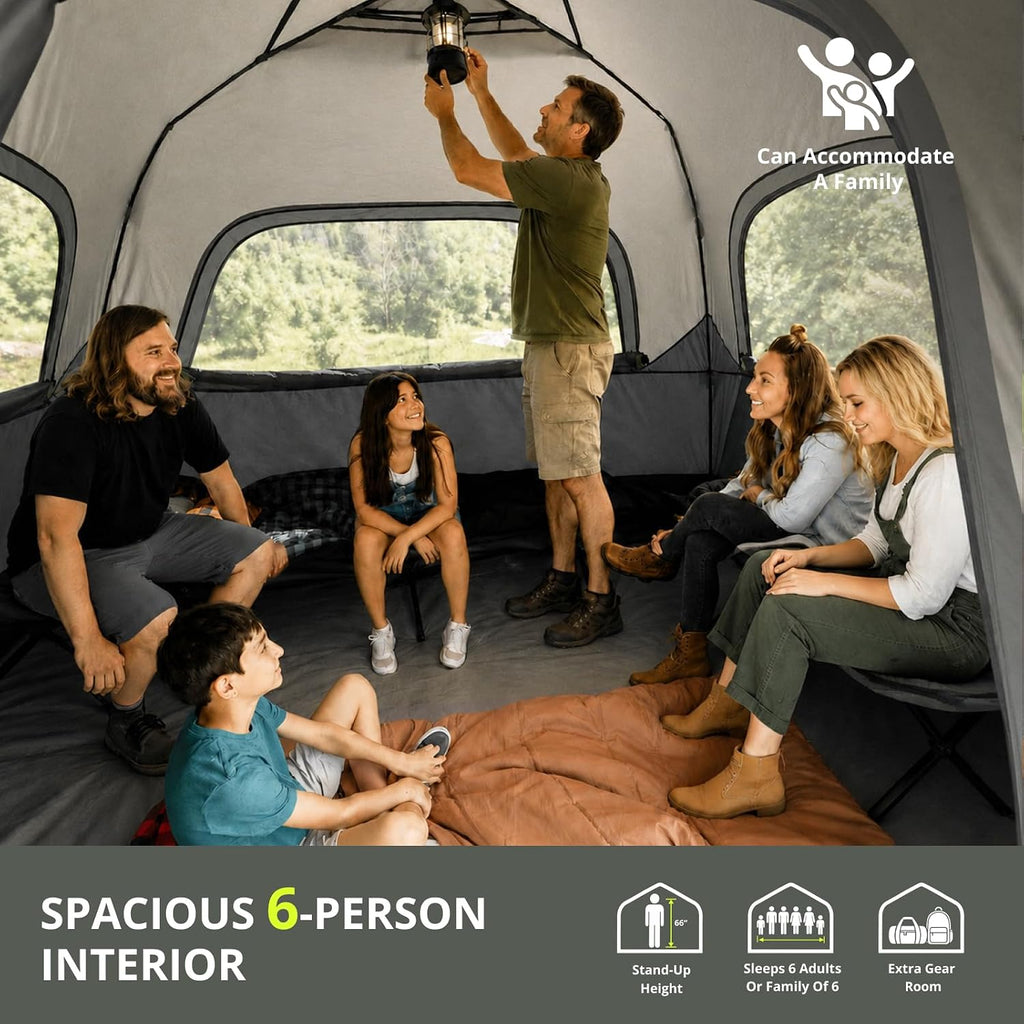 CAMEL CROWN 4/6 Person Instant Cabin Tent, Pop Up Windproof Tents for Camping, 60-Second Setup Family Tent with Carry Bag for Outdoor Hiking