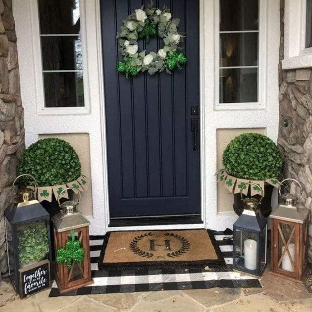CAINANEL Buffalo Plaid Outdoor Rug Front Door Mat 27.5'' x 43'' Black and White Front Porch Rug Welcome Doormats for Farmhouse Entrance Porch Outdoors Decor