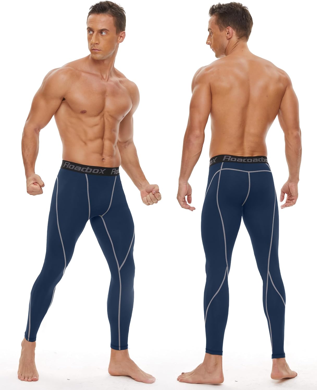 Roadbox 3 Pack Compression Pants Men, Performance Running Workout Leggings