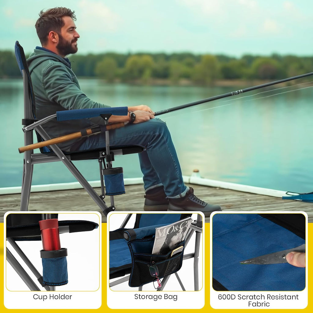 XGEAR Portable Camping Chair for Adutls Outdoor Camp Chairs,Blue