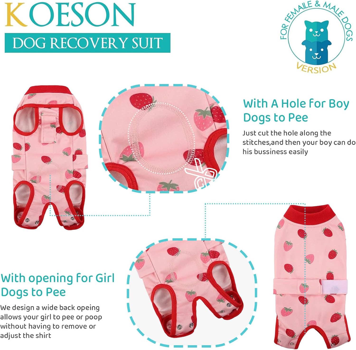 KOESON Lightweight & Soft Surgery Recovery Suit for Large Dogs Female Male