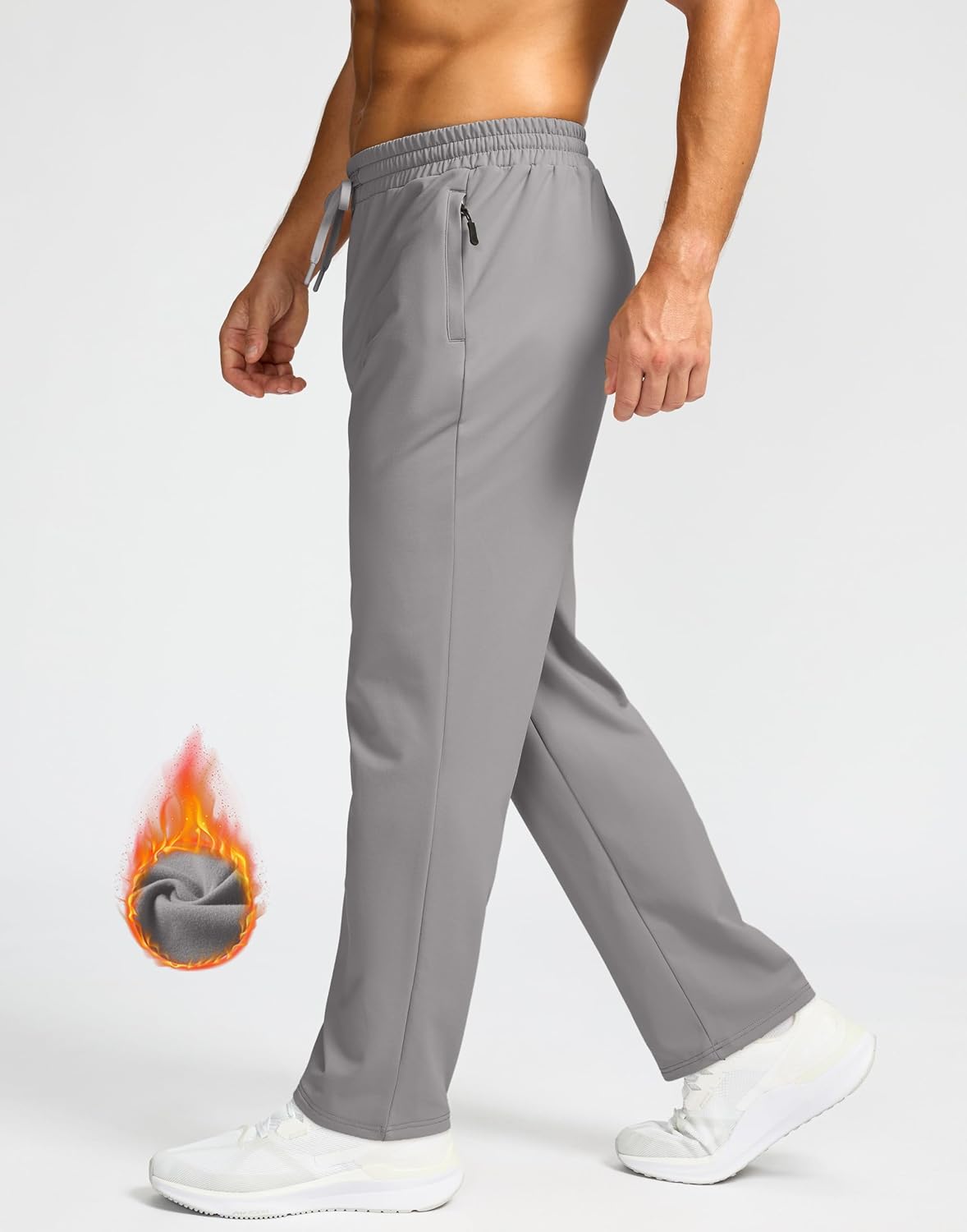 G Gradual Men's Fleece Lined Pants with 3 Zipper Pockets Water Resistant Winter Warm Hiking Pants Athletic Sweatpants for Men
