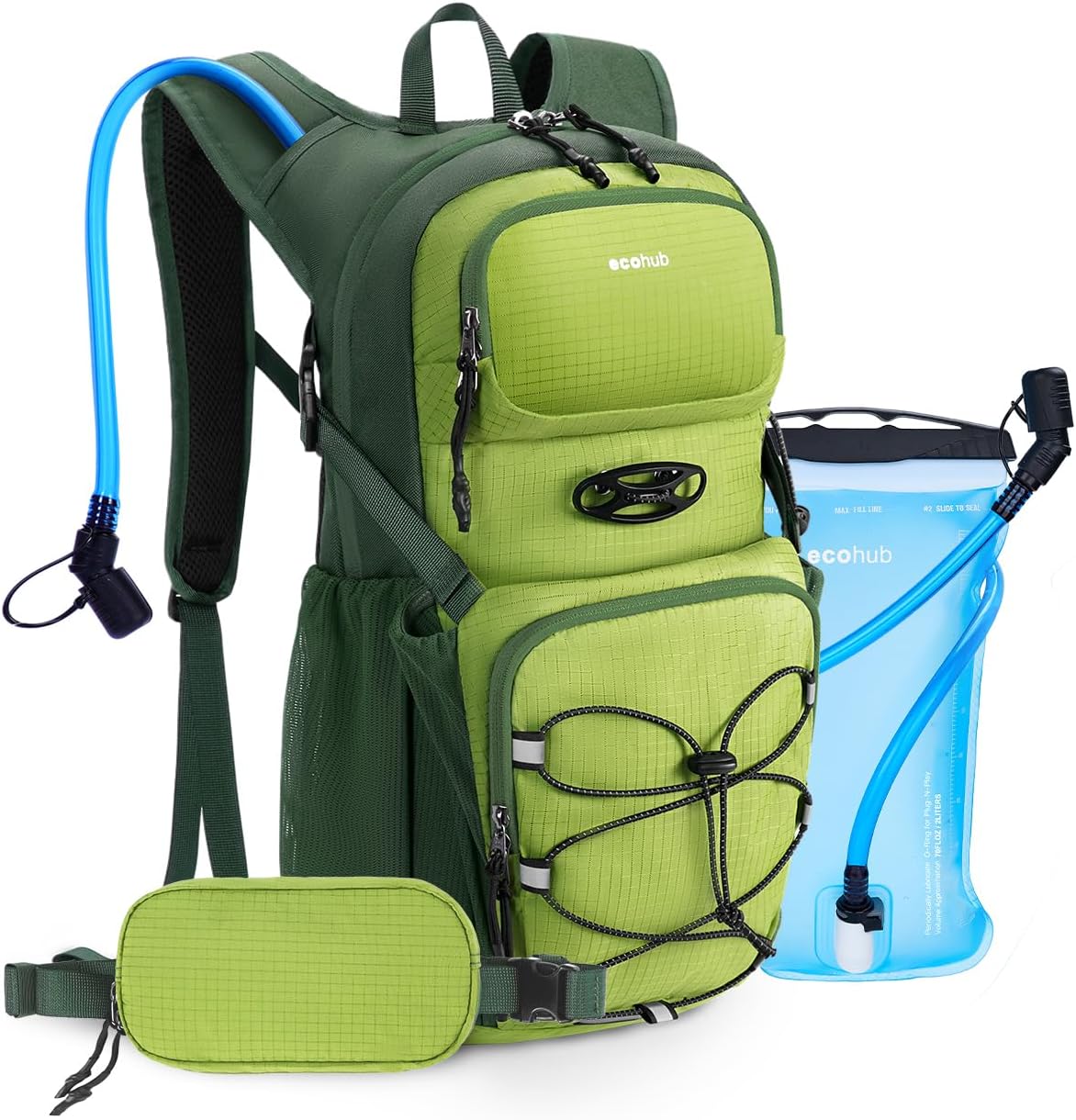 ECOHUB 20L Lightweight Hydration Backpack with 2L Water Bladder&Waist Pack