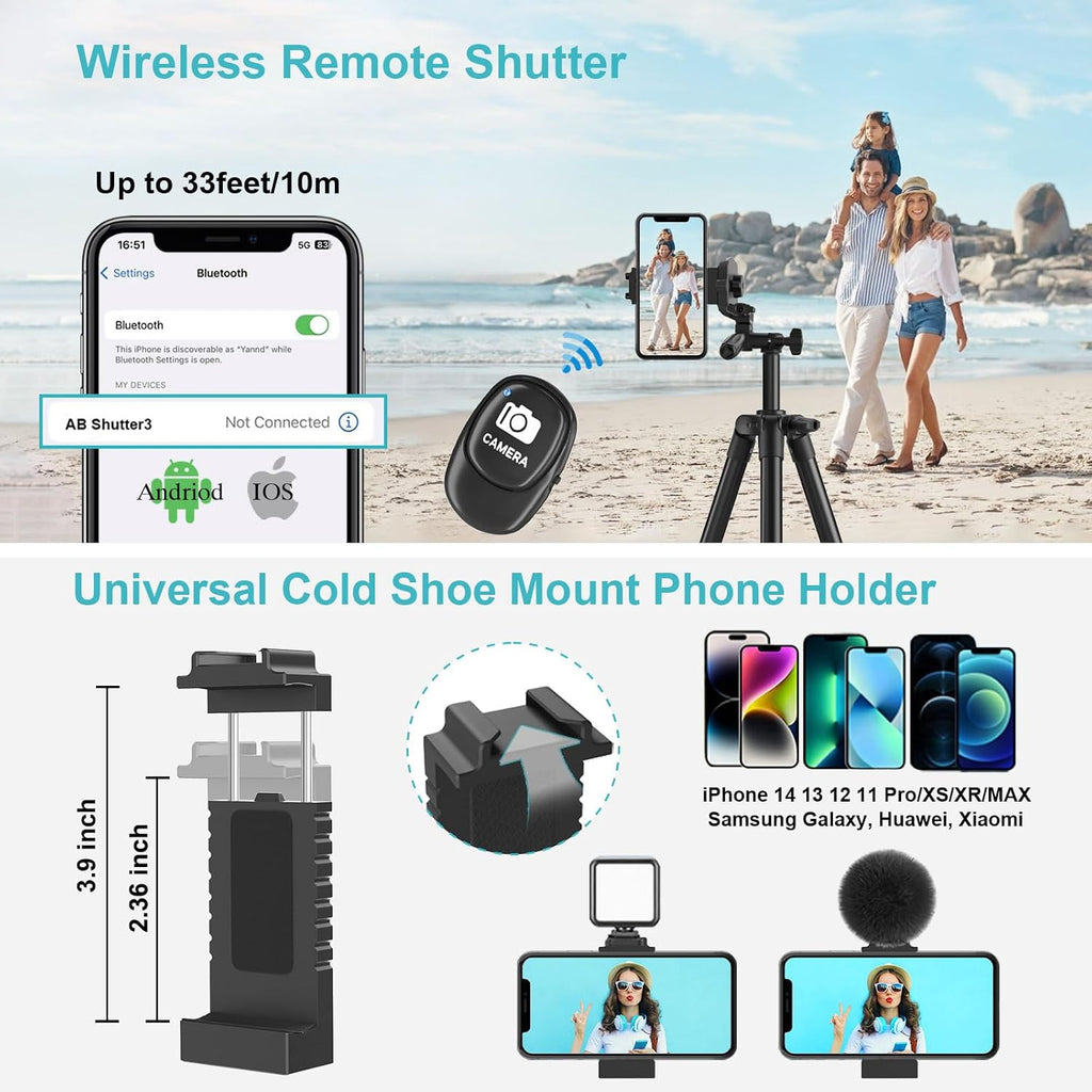 71 Inch Lightweight Tripod for Camera & Phone with Wireless Remote