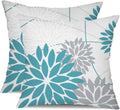 DFXSZ Blue Grey Floral Outdoor Pillow Covers 18x18 Set of 2 Waterproof