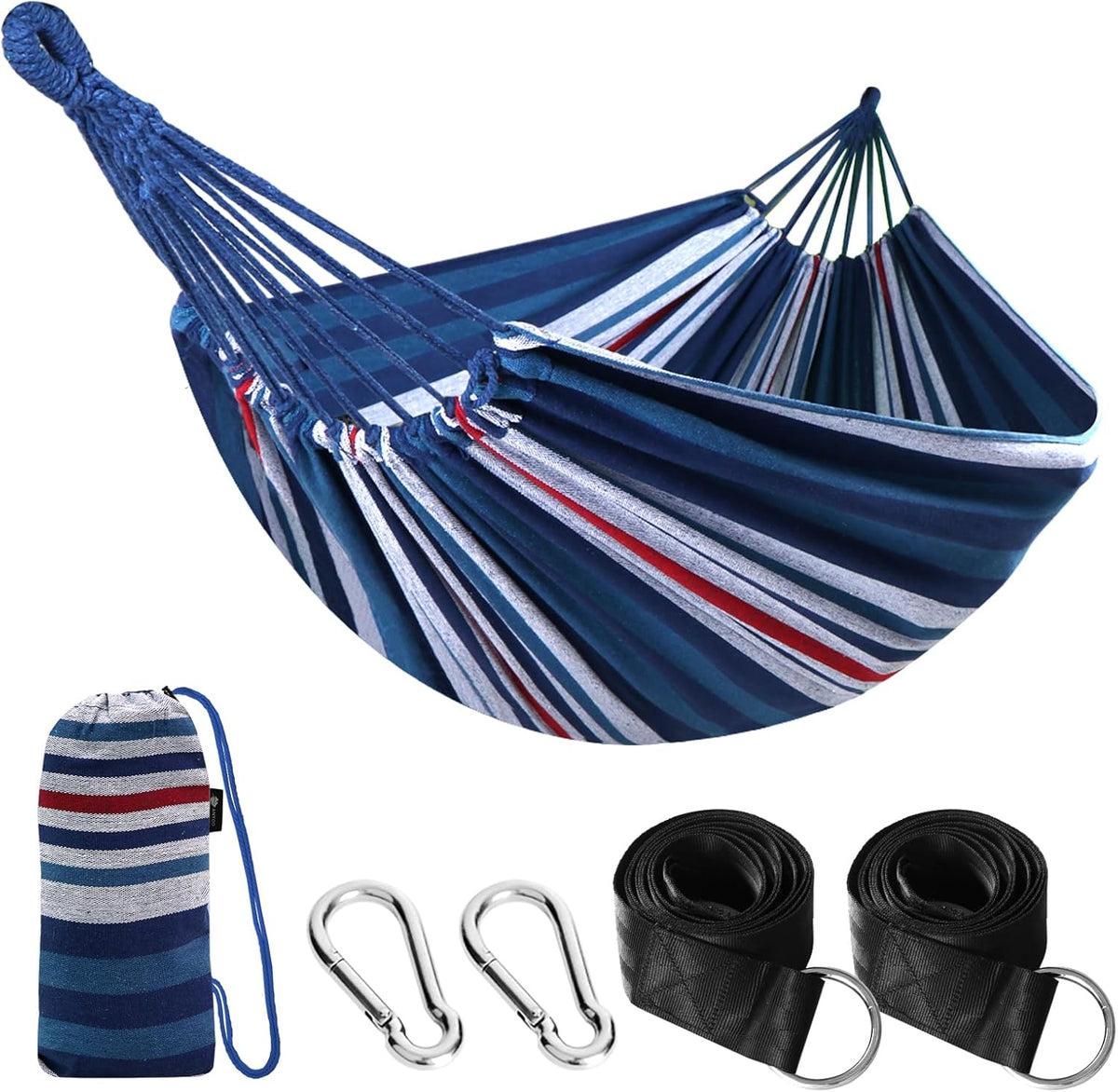 ANYOO Cotton Camping Hammock Portable with Tree Straps Holds 660lbs