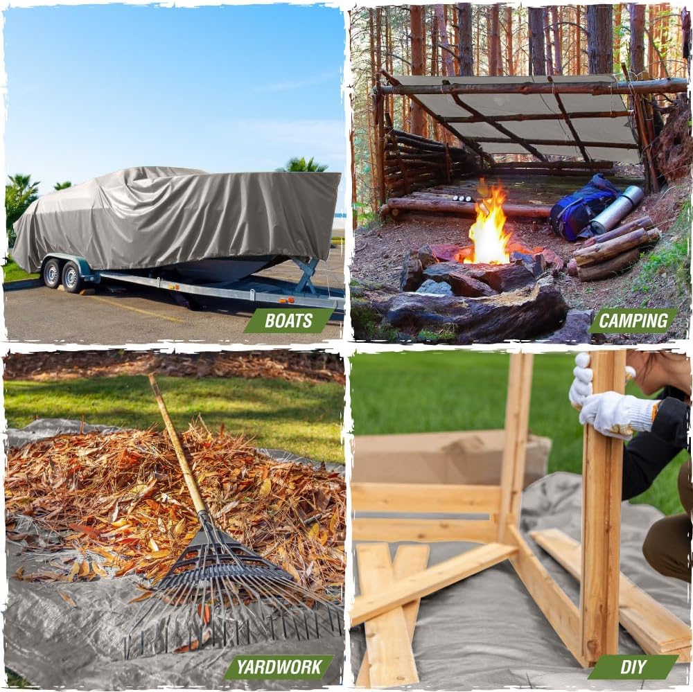 RUGGED RHINO Heavy Duty Waterproof Tarp Reinforced Corners 1 Pk 8x10 Silver