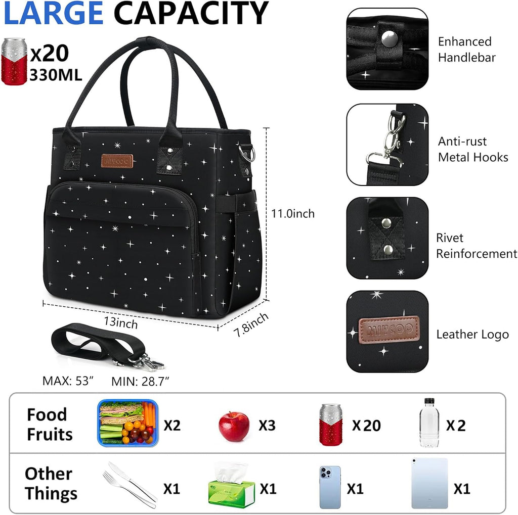 MIYCOO Insulated Lunch Bag Women, Large Tote Lunch Box for Work, 18L