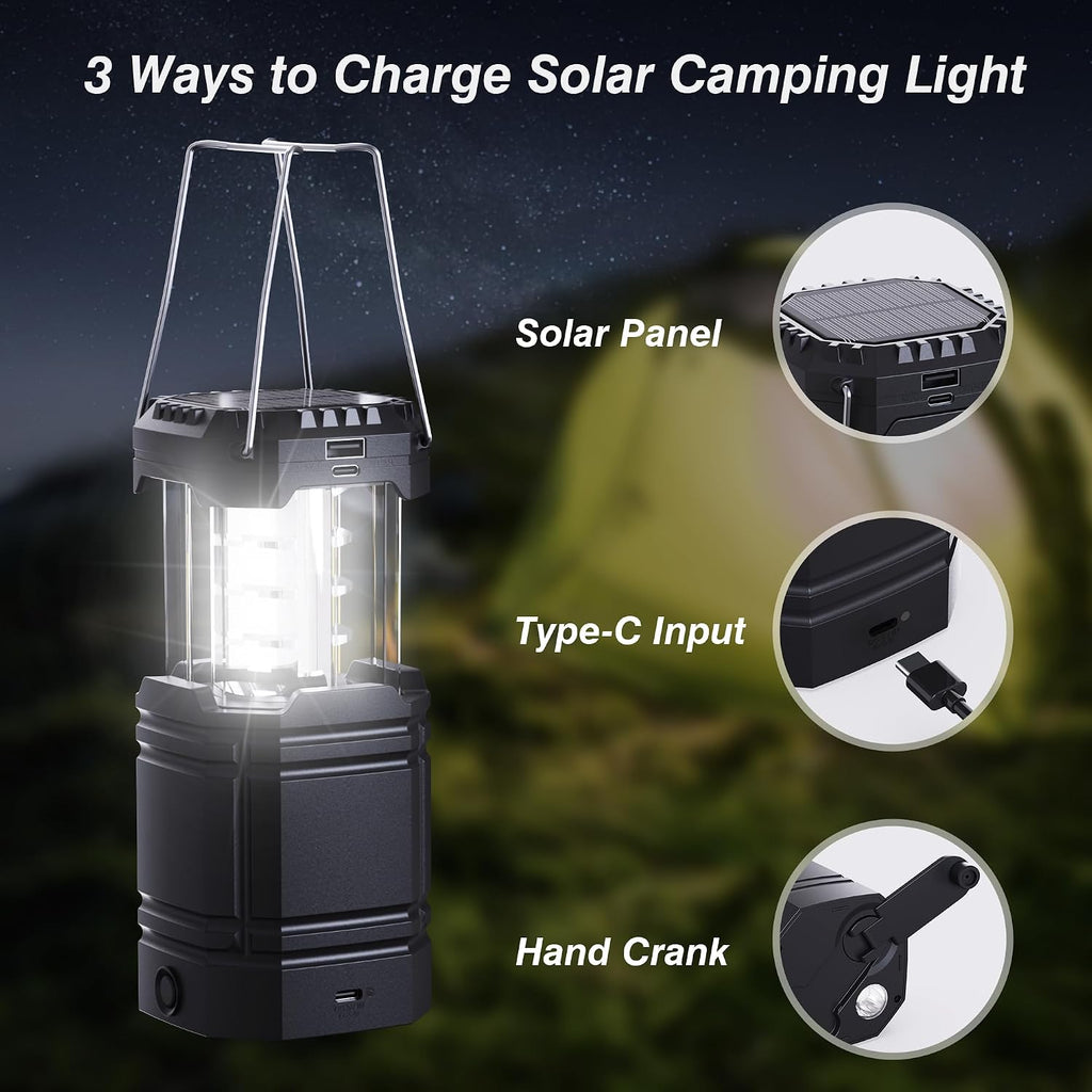 3000mAh Large Capacity Hand Crank Solar Camping Lantern for Emergency