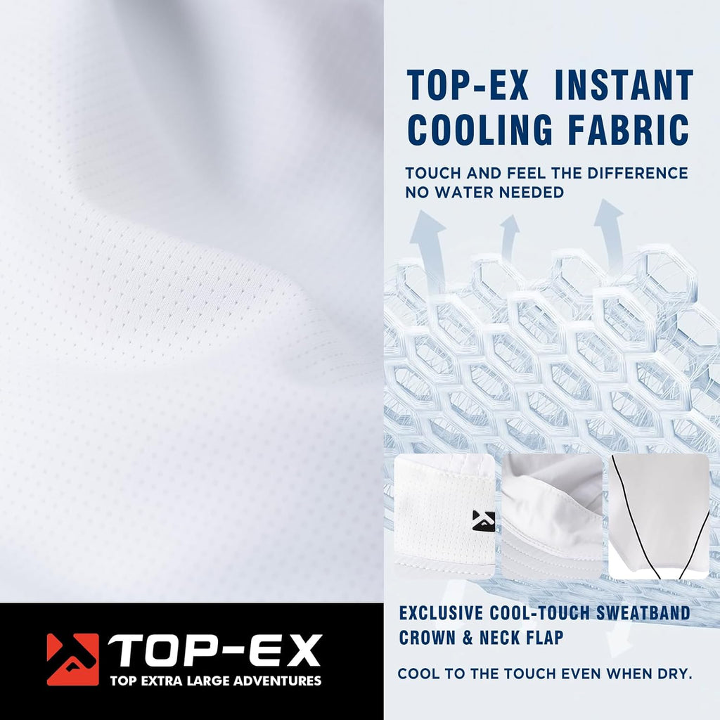 TOP-EX UPF 50+ Cooling Wide Brim Sun Hat for Men with Neck Flap, Packable