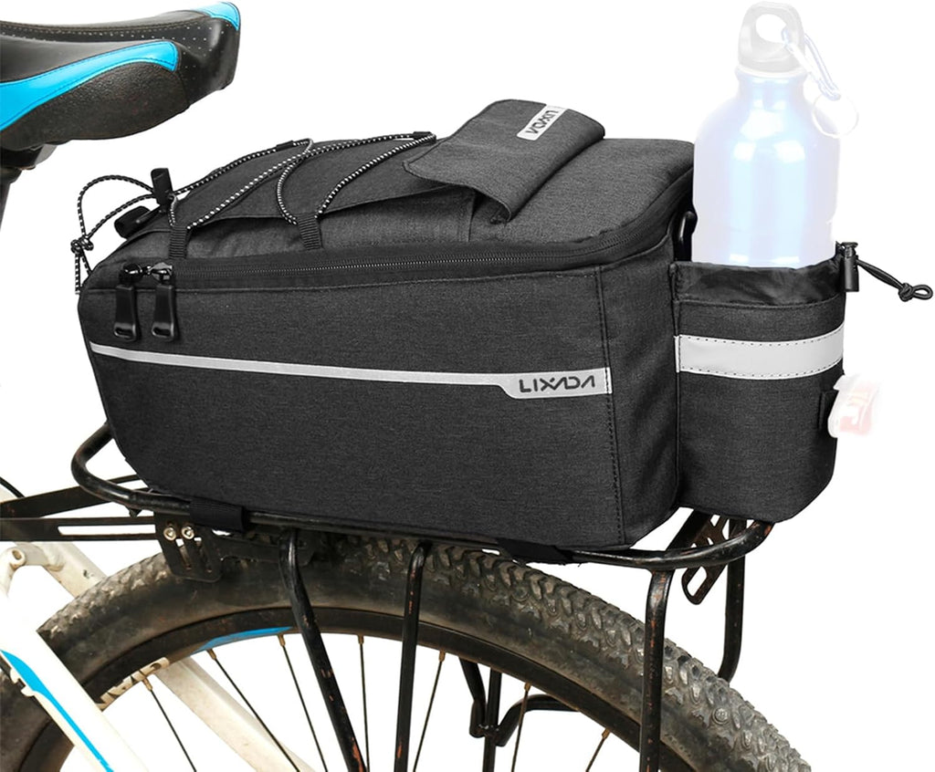 Lixada Bike Panniers Bike Trunk Bag Insulated Bag for Warm/Cool Items, Bicycle Rear Rack Storage Luggage Bicycle Seat Multifunctional Insulated Trunk Cooler Bag Shoulder Bag 11.4 6.3 6.7in
