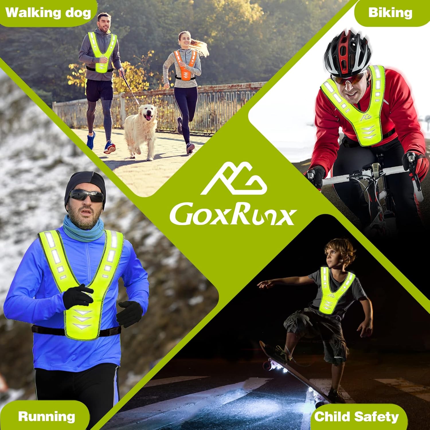 GoxRunx Reflective Running Vest Gear with Reflective Bands for Women Men Safety Reflective Vest for Walking Running Cycling at Night