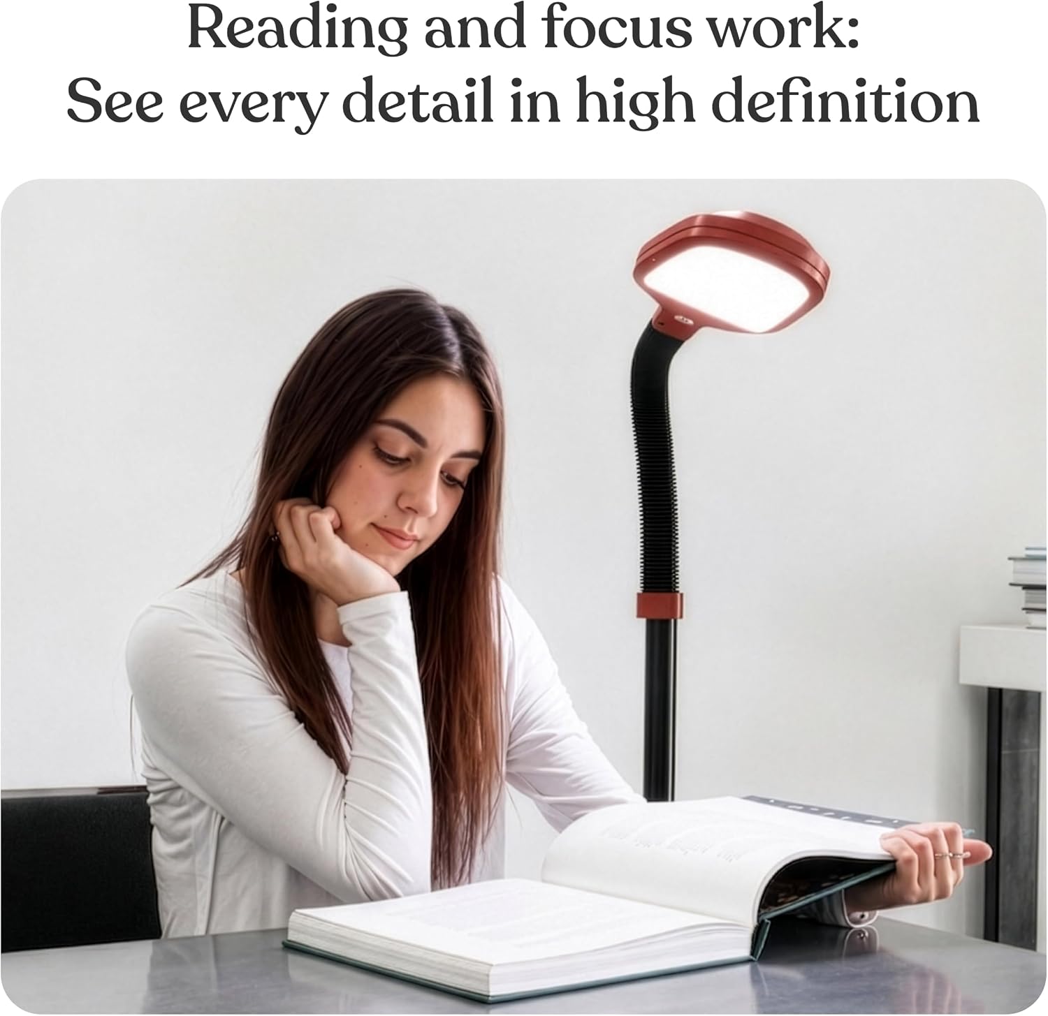 Brightech Litespan - Bright LED Floor Reading Lamp for Over Chair Crafts and Reading, Estheticians' Light for Lash Extensions, Adjustable Standing Lamp for Living Room, Bedroom, Office - Red