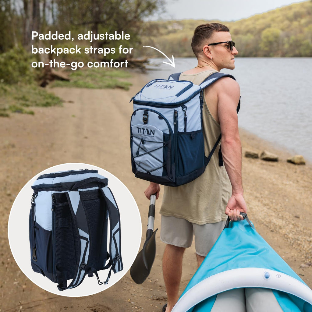 Titan Deep Freeze Ice Wall Backpack Cooler 30 Can Cooler Bag with Ice Packs