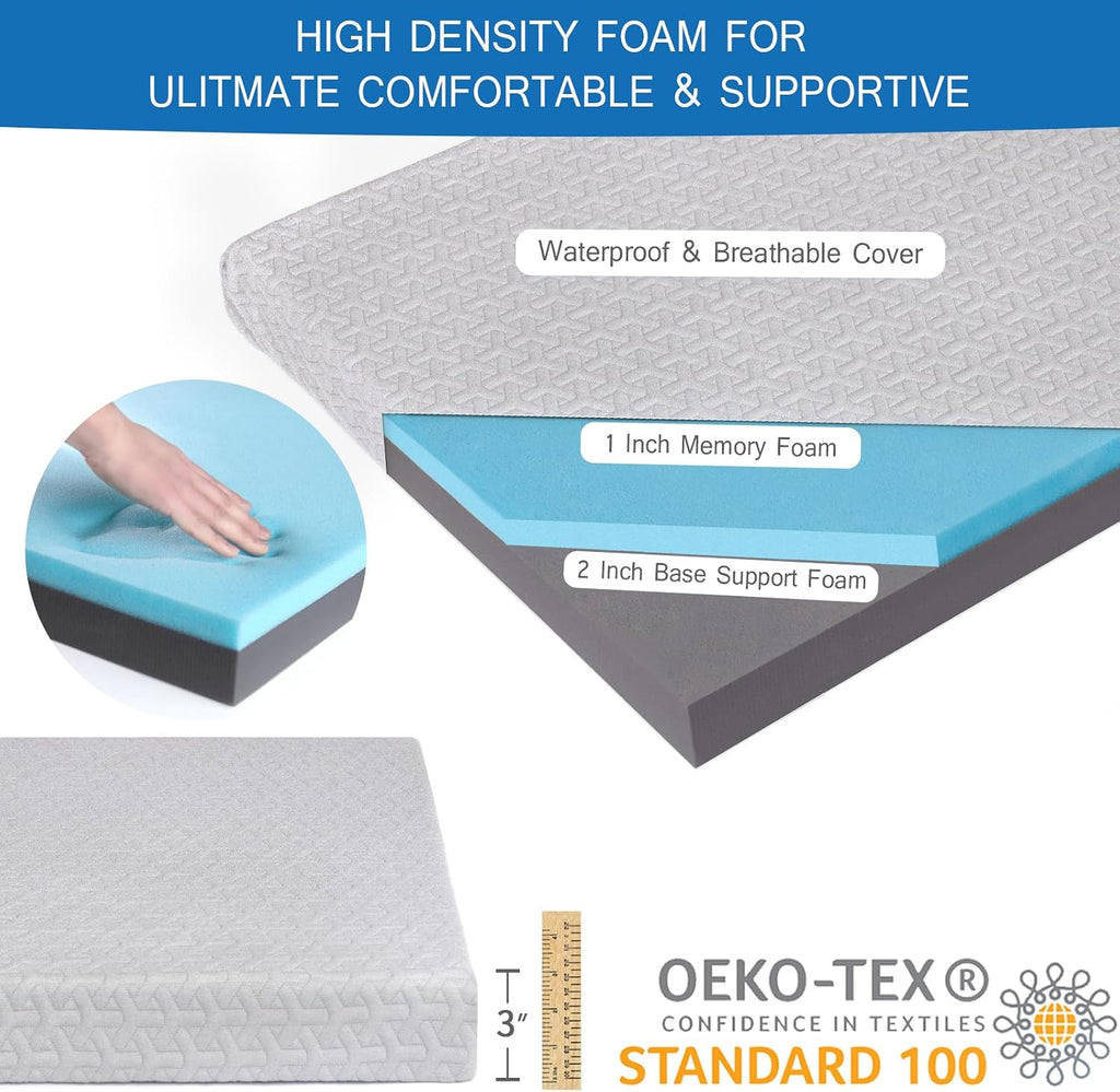 Memory Foam Camping Pad 3 Inch Thick, Soft Sleeping Pad, Pad Only