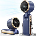 Portable Handheld Turbo Fan - 5 Gear High Speed 4000mAh Rechargeable Mini Personal Hand Fan Blow Cold Air, Battery Operated Travel Essentials, Beach Vacation, Gifts for Women, Men (Navy Blue)