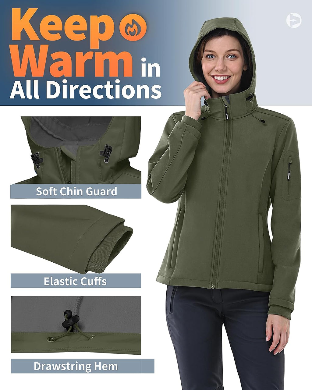 Outdoor Ventures Women's Softshell Jacket Fleece Lined Waterproof Rain Coat