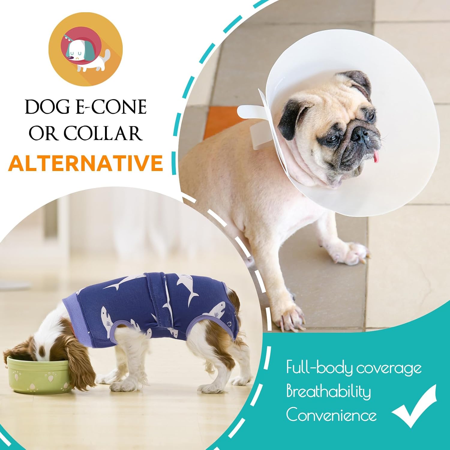 KOESON Lightweight & Soft Surgery Recovery Suit for Large Dogs Female Male