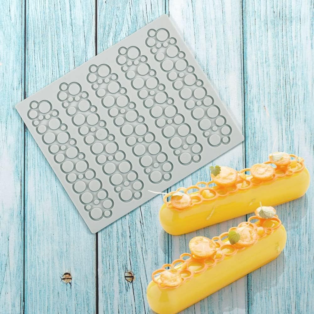Hollow Leaf Silicone Molds Lover Heart Chocolate Molds Geometry 3D Silicone Mould Chocolate Candy Leaf Mold Sugar Craft Cake Decoration Cupcake Top (D_Circle_6.2 * 5.16 * 0.12inch)